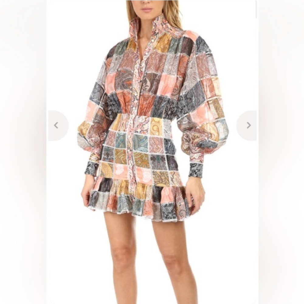 Rare Zimmermann Ninety-six Patch Mini Dress Patchwork Paisley Size 6